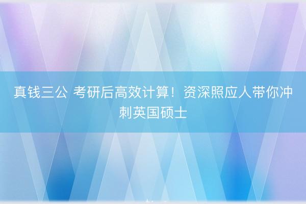 真钱三公 考研后高效计算！资深照应人带你冲刺英国硕士