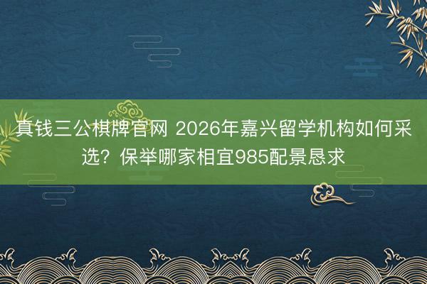 真钱三公棋牌官网 2026年嘉兴留学机构如何采选？保举哪家相宜985配景恳求