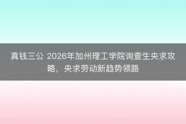 真钱三公 2026年加州理工学院询查生央求攻略，央求劳动新趋势领路