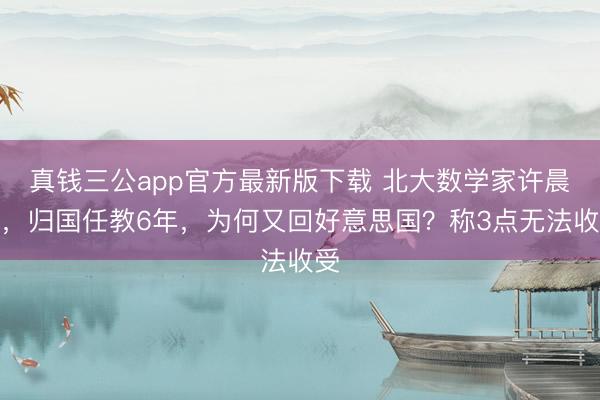 真钱三公app官方最新版下载 北大数学家许晨阳，归国任教6年，为何又回好意思国？称3点无法收受