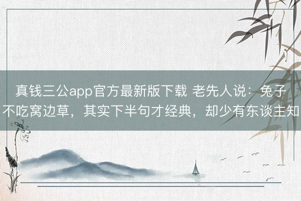 真钱三公app官方最新版下载 老先人说：兔子不吃窝边草，其实下半句才经典，却少有东谈主知