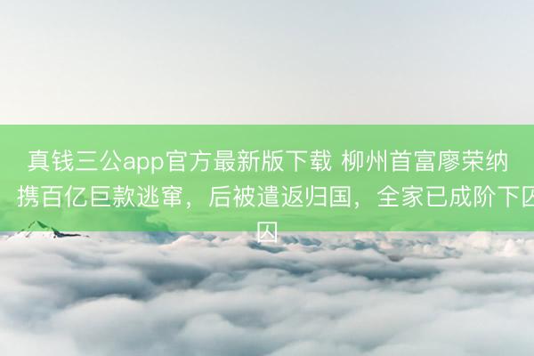 真钱三公app官方最新版下载 柳州首富廖荣纳：携百亿巨款逃窜，后被遣返归国，全家已成阶下囚