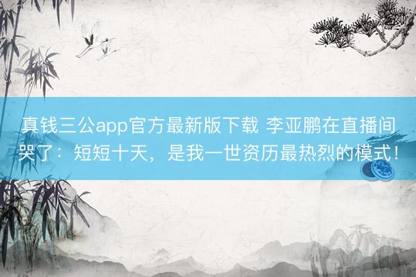 真钱三公app官方最新版下载 李亚鹏在直播间哭了：短短十天，是我一世资历最热烈的模式！