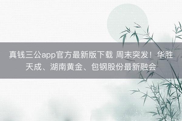 真钱三公app官方最新版下载 周末突发！华胜天成、湖南黄金、包钢股份最新融会