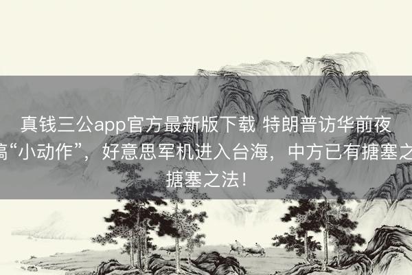 真钱三公app官方最新版下载 特朗普访华前夜大搞“小动作”，好意思军机进入台海，中方已有搪塞之法！