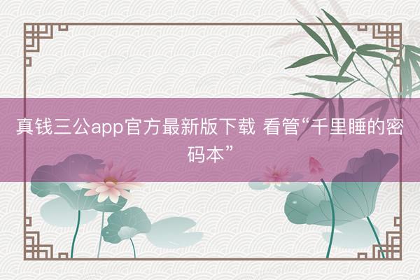 真钱三公app官方最新版下载 看管“千里睡的密码本”