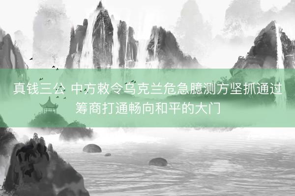 真钱三公 中方敕令乌克兰危急臆测方坚抓通过筹商打通畅向和平的大门