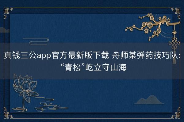 真钱三公app官方最新版下载 舟师某弹药技巧队: “青松”屹立守山海