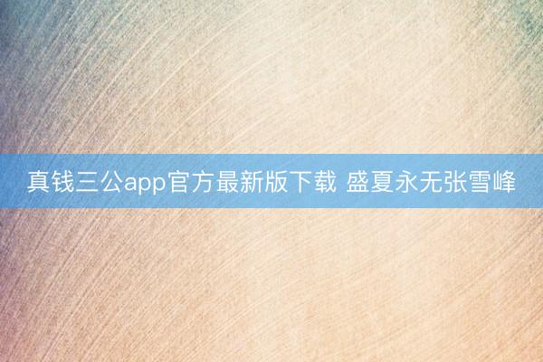 真钱三公app官方最新版下载 盛夏永无张雪峰