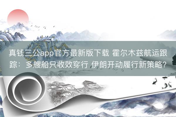 真钱三公app官方最新版下载 霍尔木兹航运跟踪：多艘船只收效穿行 伊朗开动履行新策略？
