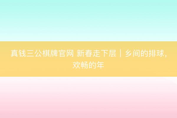 真钱三公棋牌官网 新春走下层｜乡间的排球，欢畅的年