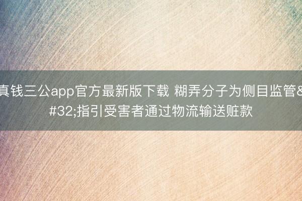 真钱三公app官方最新版下载 糊弄分子为侧目监管 指引受害者通过物流输送赃款