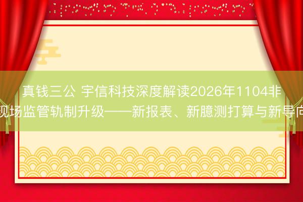 真钱三公 宇信科技深度解读2026年1104非现场监管轨制升级——新报表、新臆测打算与新导向