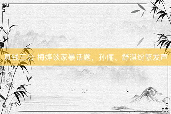 真钱三公 梅婷谈家暴话题，孙俪、舒淇纷繁发声