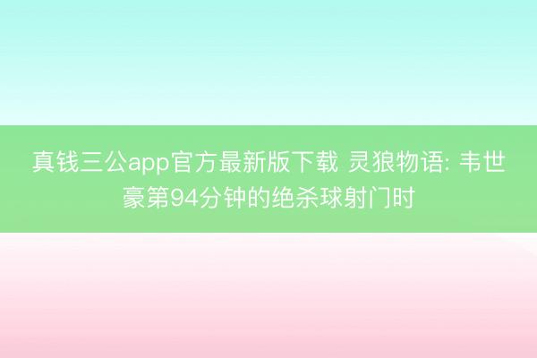 真钱三公app官方最新版下载 灵狼物语: 韦世豪第94分钟的绝杀球射门时