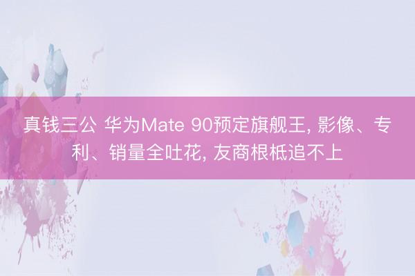 真钱三公 华为Mate 90预定旗舰王， 影像、专利、销量全吐花， 友商根柢追不上