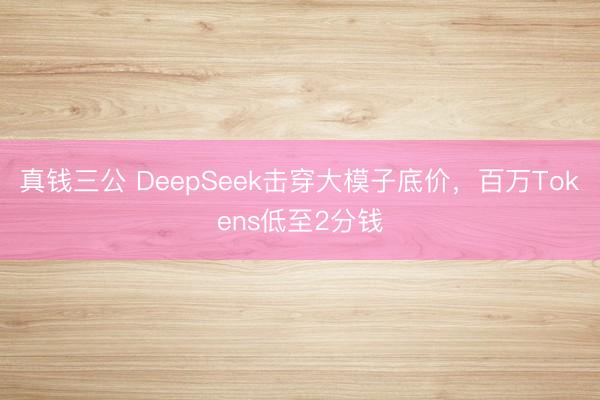 真钱三公 DeepSeek击穿大模子底价，百万Tokens低至2分钱