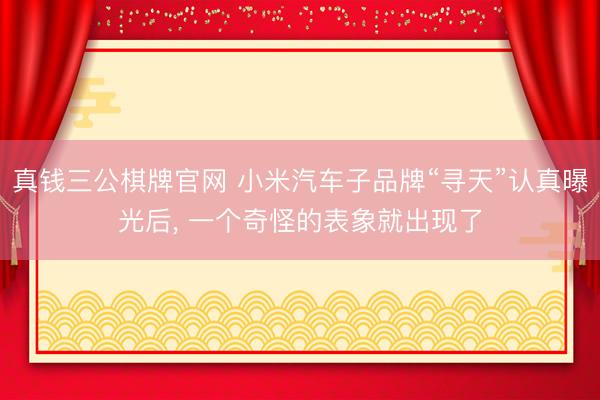 真钱三公棋牌官网 小米汽车子品牌“寻天”认真曝光后， 一个奇怪的表象就出现了