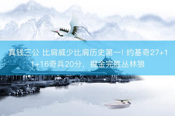 真钱三公 比肩威少比肩历史第一! 约基奇27+11+16奇兵20分，掘金完胜丛林狼